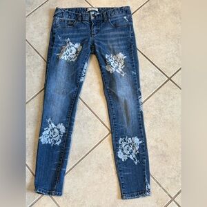Free People Blue Floral Skinny Jeans